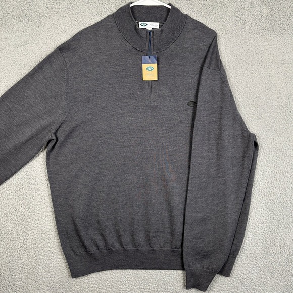 NEW Charles Tyrwhitt New York Jets Mens 3XL Sweater Quarter Zip Gray Merino Wool